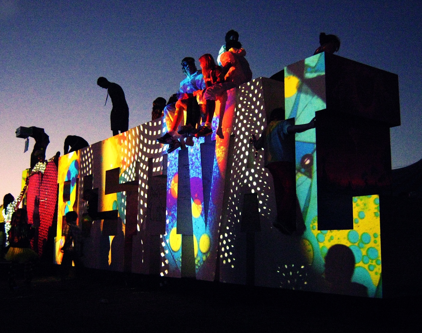 Bestival hilltop sign illuminated